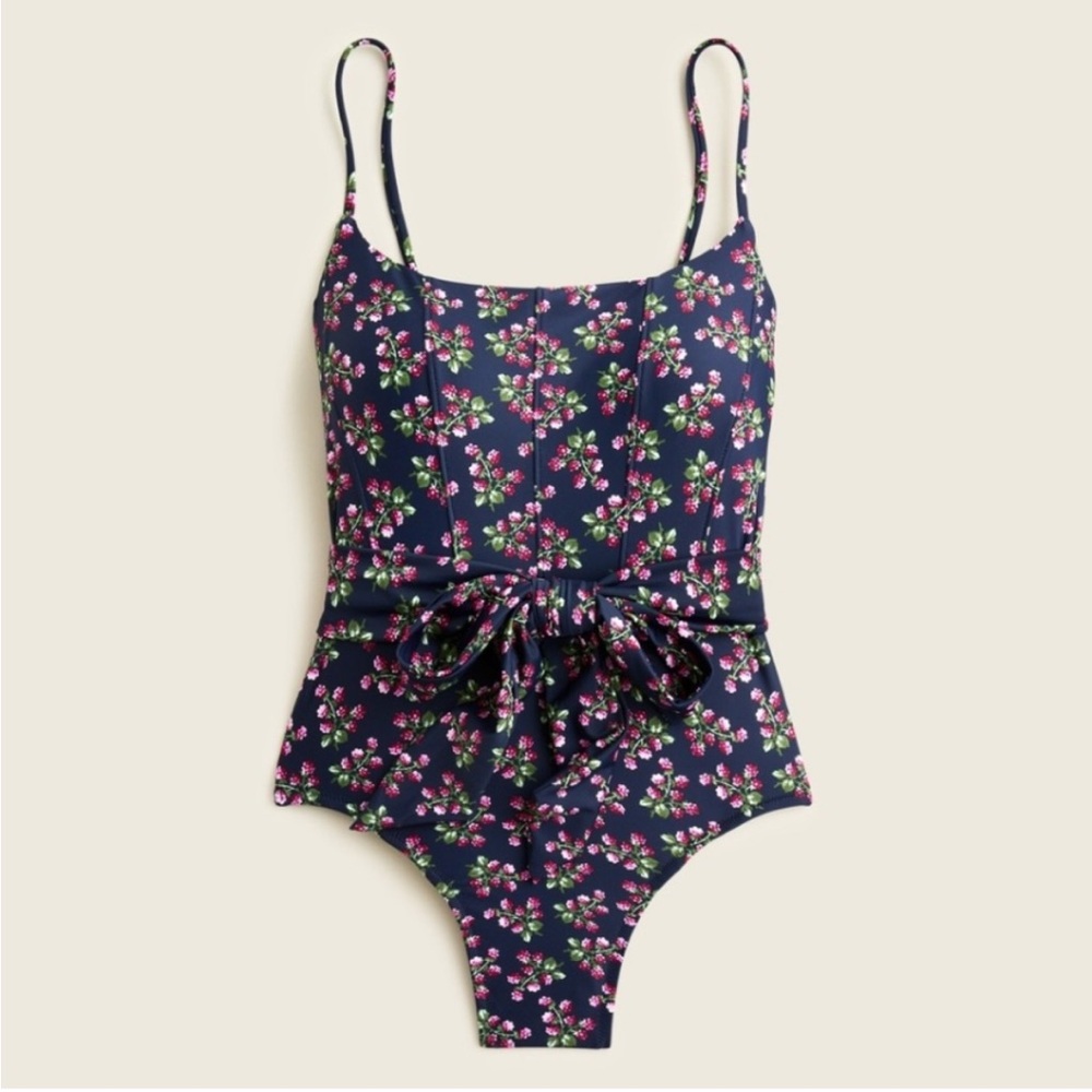 J. Crew Topstitched Tie-Waist One-Piece Swimsuit